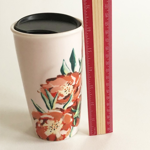 2015 Starbucks Floral Red Flowers Ceramic Travel Cup Tumbler 10oz Dot Collection - Picture 12 of 12